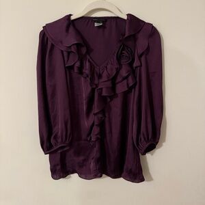 BCBG Maxazria 3/4 Sleeve Blouse Deep Purple